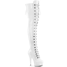 6 Inch Heel DELIGHT-3022 White Stretch Patent