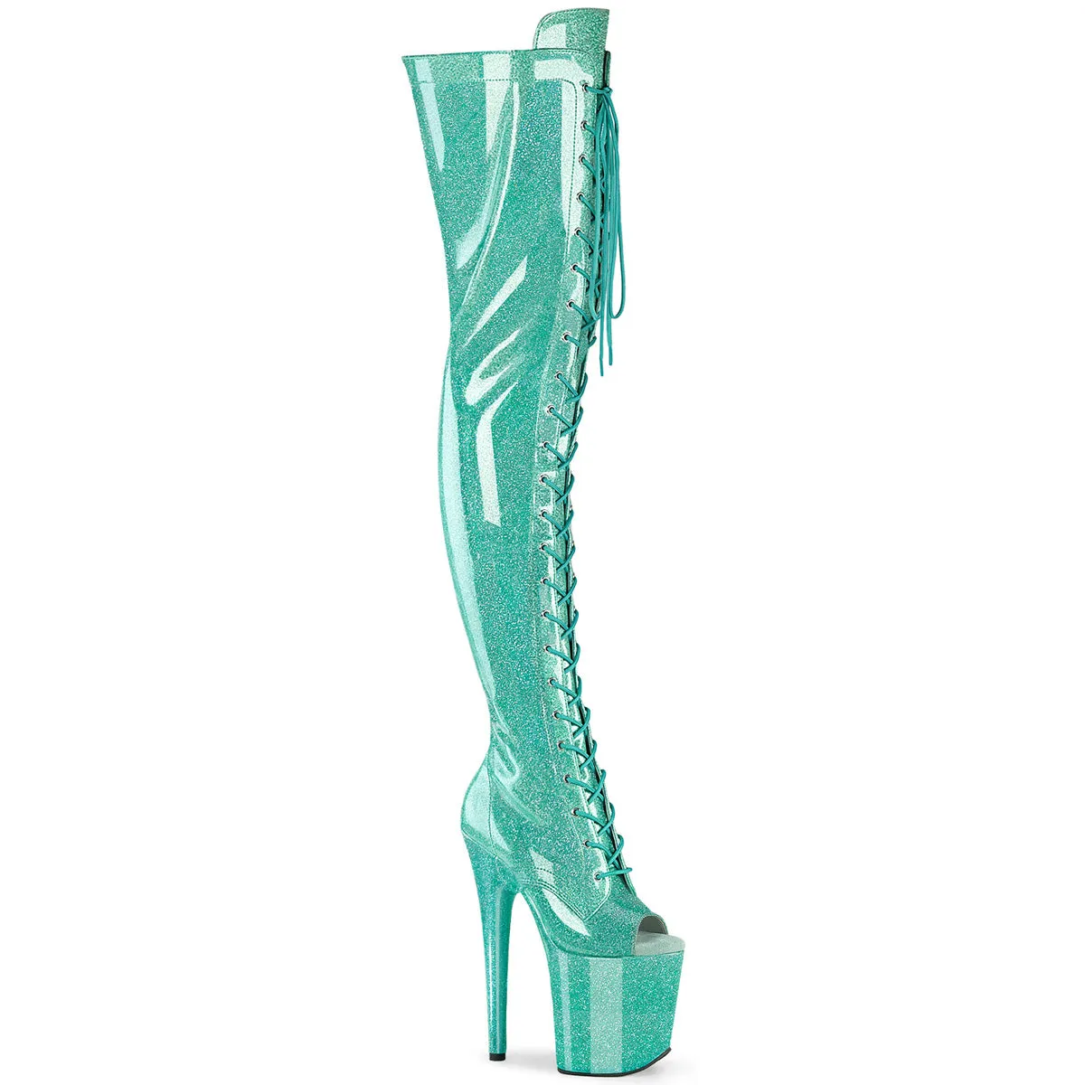 8 Inch Heel FLAMINGO-3021GP Aqua Glitter