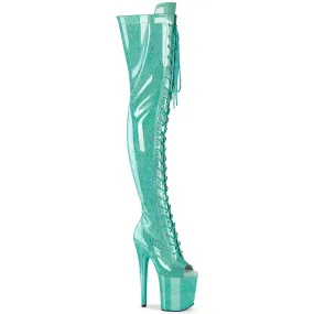 8 Inch Heel FLAMINGO-3021GP Aqua Glitter