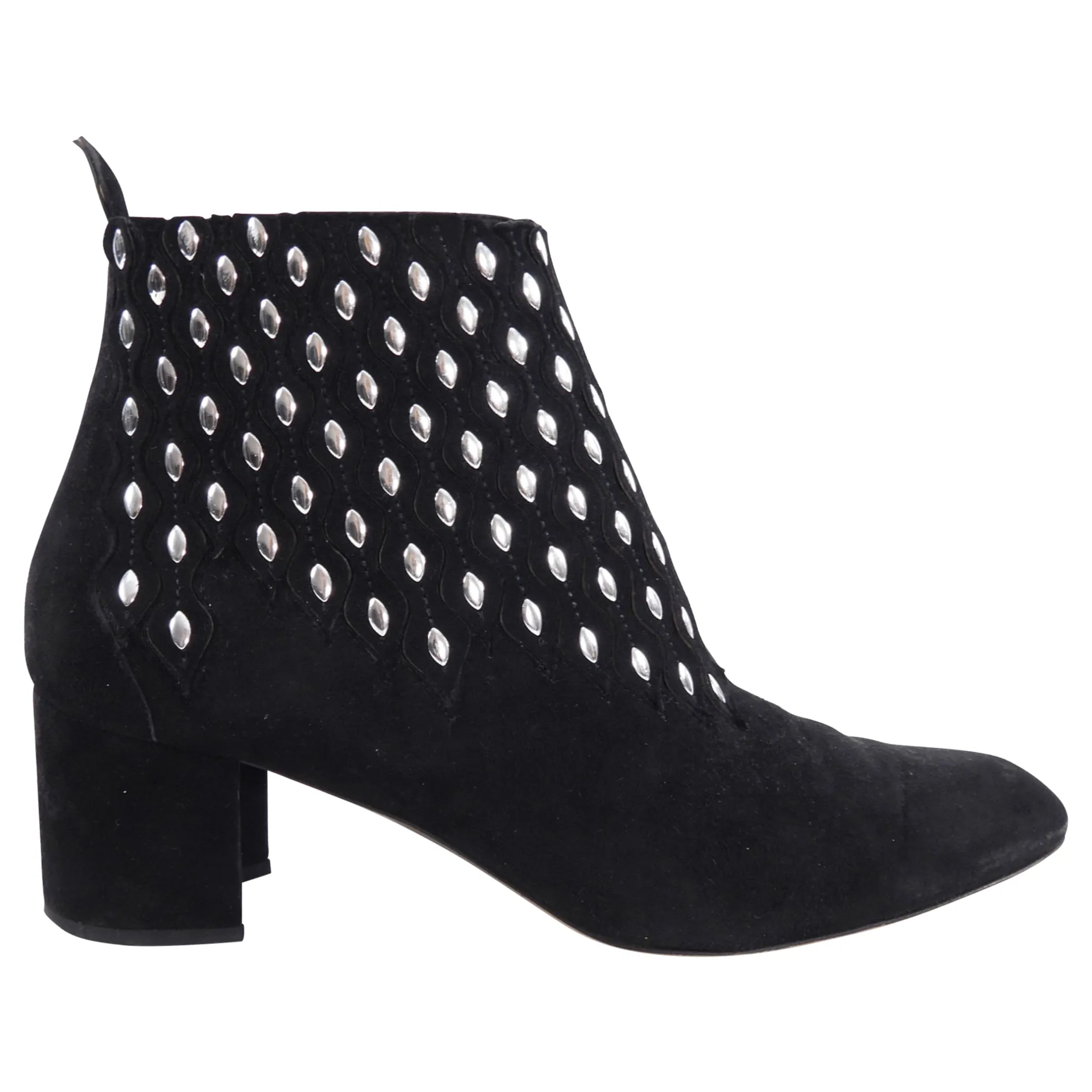 Alaia Black Suede Stud Ankle Boot - 38 / 7