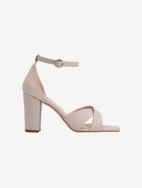 Amelia Vegan Leather Heeled Sandals | Beige