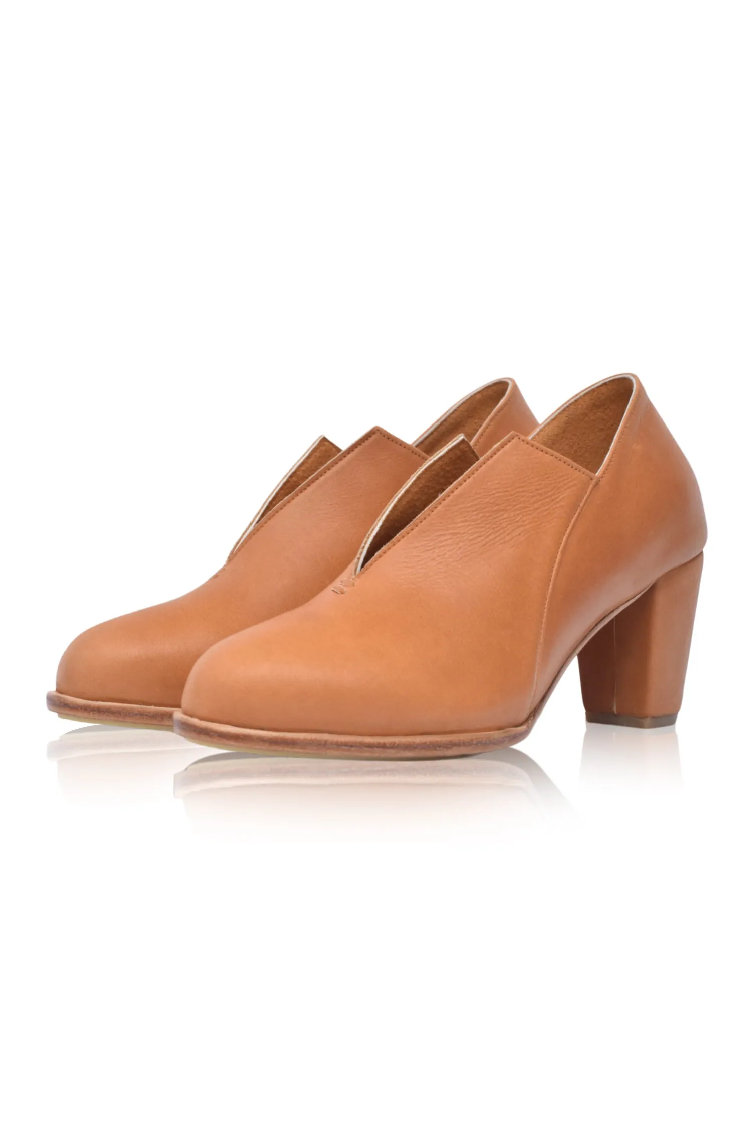 Ange Leather Heel Booties