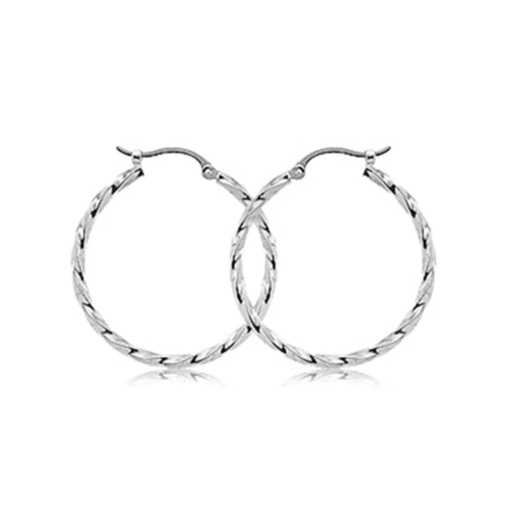 Aura by Martin Binder White Gold Twisted Hoop Earrings