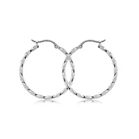 Aura by Martin Binder White Gold Twisted Hoop Earrings