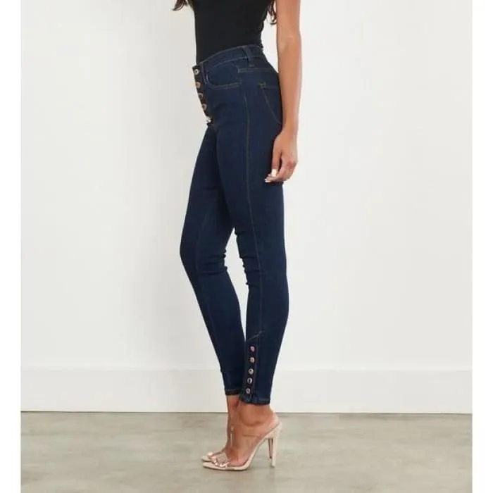 Button Fly Snap Ankle Jeans