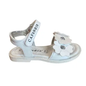 CafèNoir girl's sandal with flowers on the strap with white C-2091W