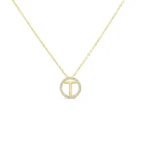 Clara by Martin Binder Diamond Initial T Disc Necklace (0.09 ct. tw.)