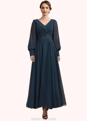 Clarissa A-Line V-neck Ankle-Length Chiffon Mother of the Bride Dress With Ruffle Beading Appliques Lace Sequins STK126P0014915