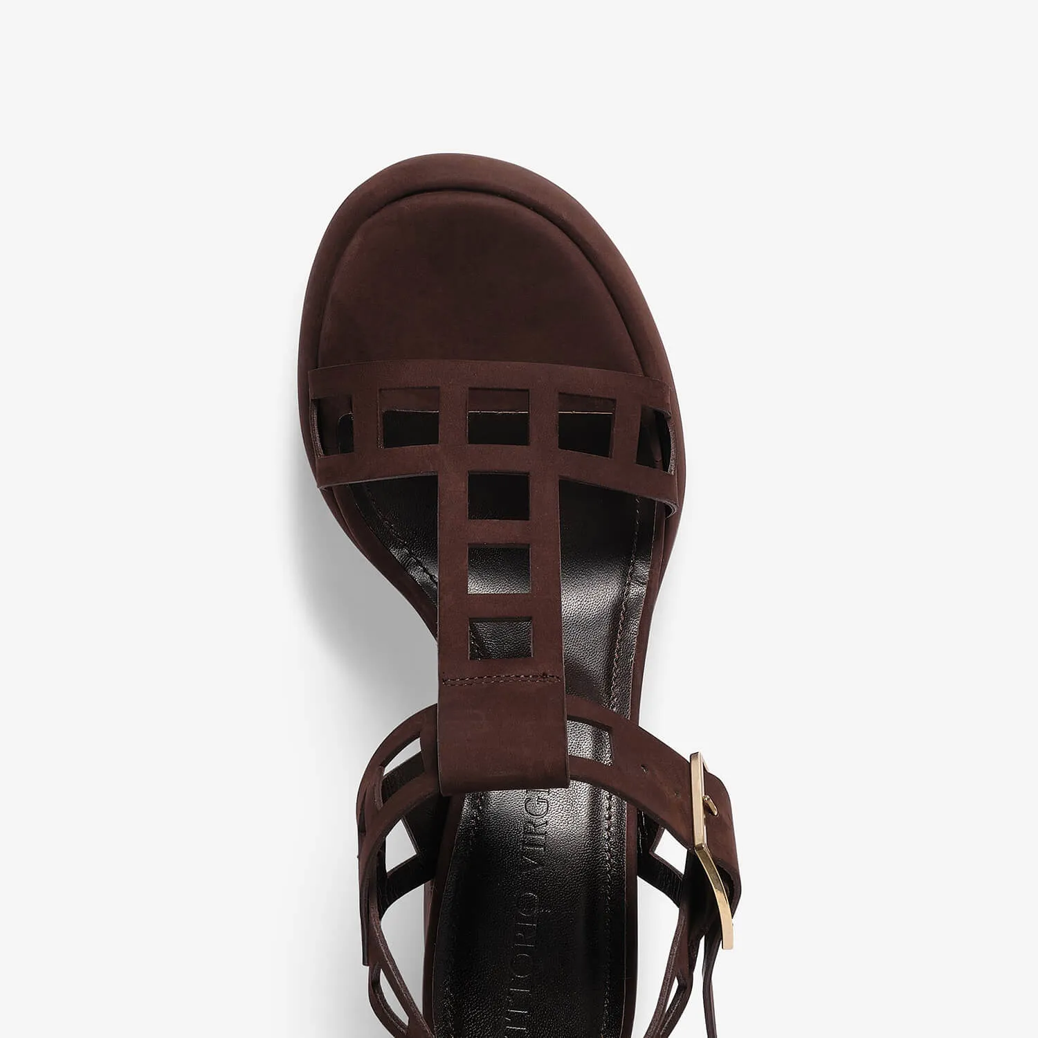 Dark brown women's nubuck platform sandal