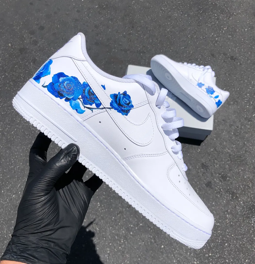 Delicate Blue Rose Design Nike Air Force 1