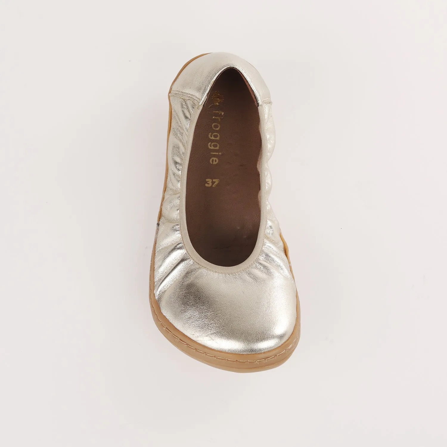 Elasticated Barefoot Pump with Removable Footbed in Gold - 12530