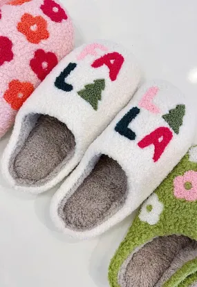 Fuzzy Teddy Slippers-White