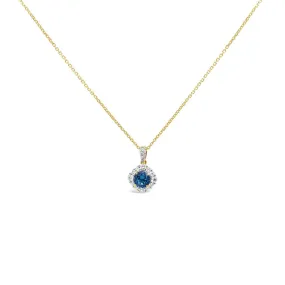 Irisa by Martin Binder Blue Zircon & Diamond Halo Necklace