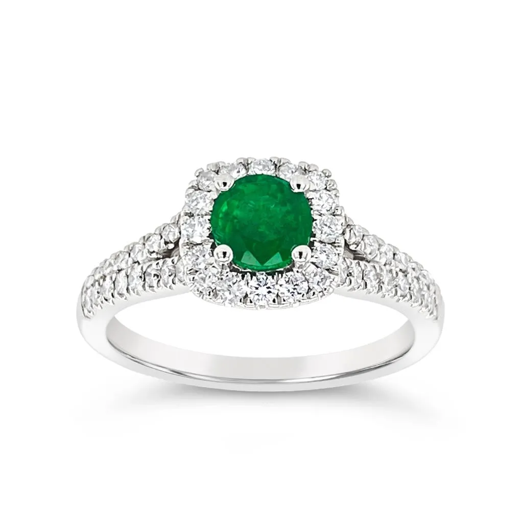 Irisa by Martin Binder Emerald & Diamond Halo Ring