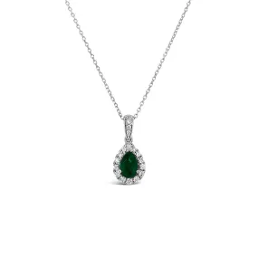 Irisa by Martin Binder Halo Pear Emerald & Diamond Necklace