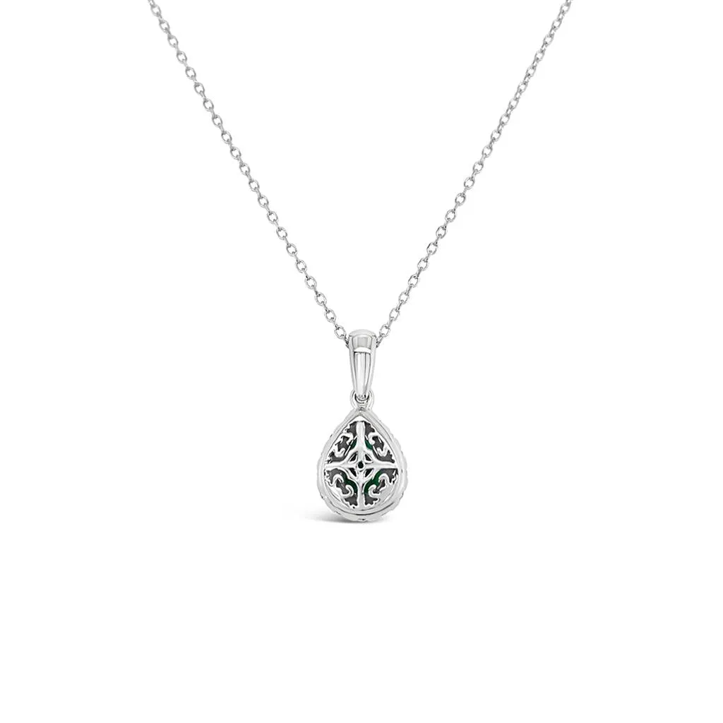 Irisa by Martin Binder Halo Pear Emerald & Diamond Necklace