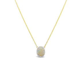 Irisa by Martin Binder Opal & Diamond Halo Pendant Necklace