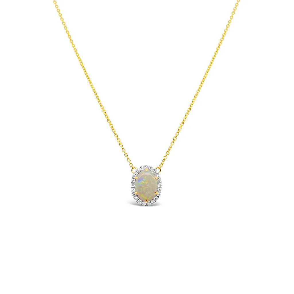 Irisa by Martin Binder Opal & Diamond Halo Pendant Necklace