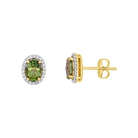 Irisa by Martin Binder Oval Peridot & Diamond Halo Earrings