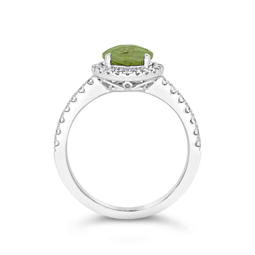 Irisa by Martin Binder Round Peridot & Diamond Halo Ring