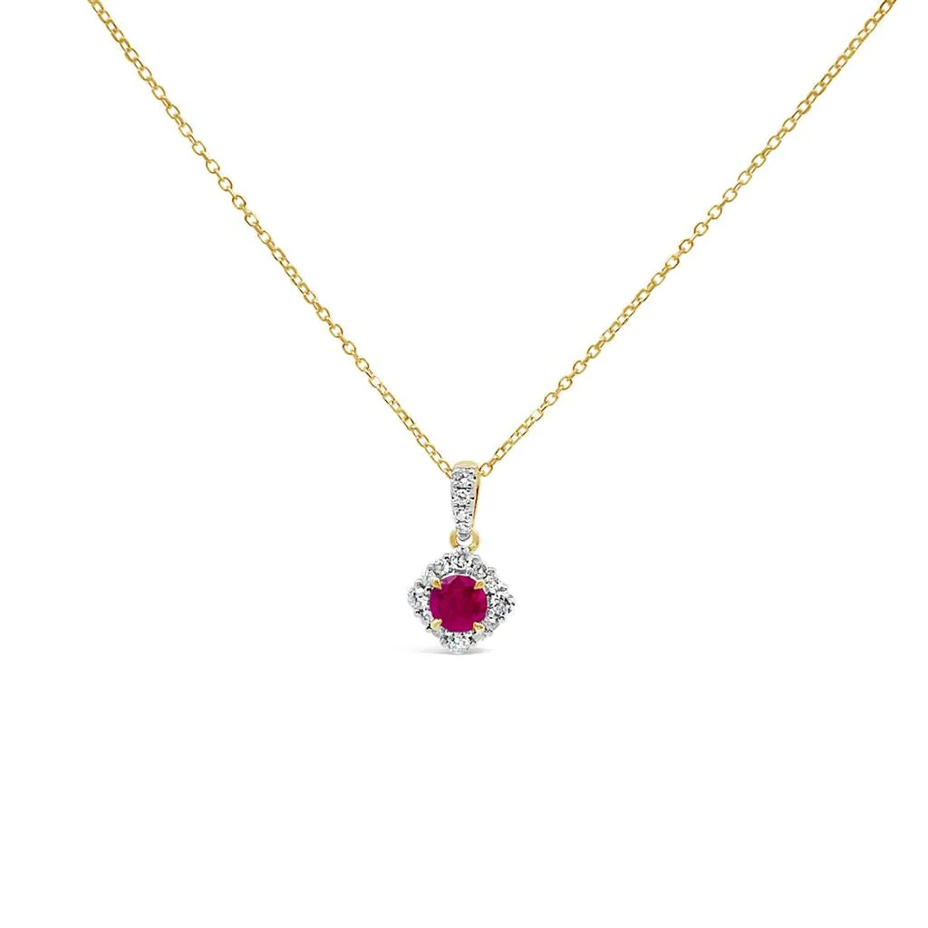 Irisa by Martin Binder Round Ruby & Diamond Halo Necklace