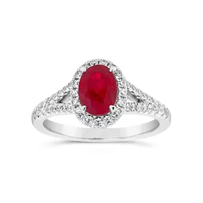 Irisa by Martin Binder Ruby & Diamond Open Shoulder Ring