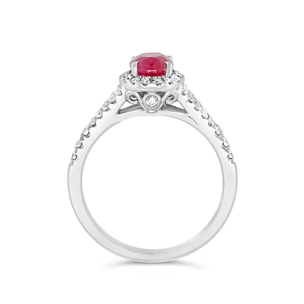 Irisa by Martin Binder Ruby & Diamond Open Shoulder Ring