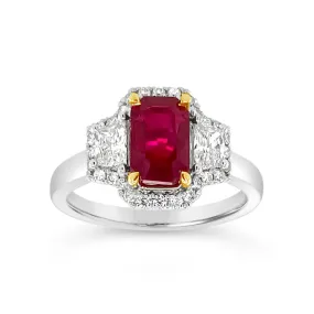 Irisa by Martin Binder Unique Ruby & Diamond Three Stone Ring