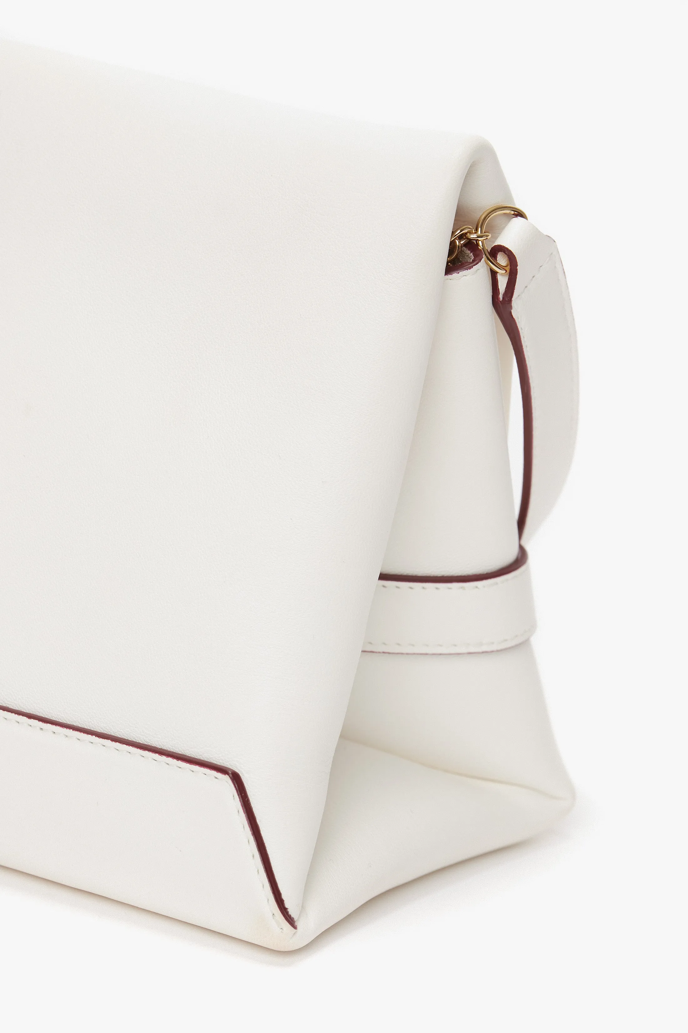 Mini Chain Pouch In White Leather