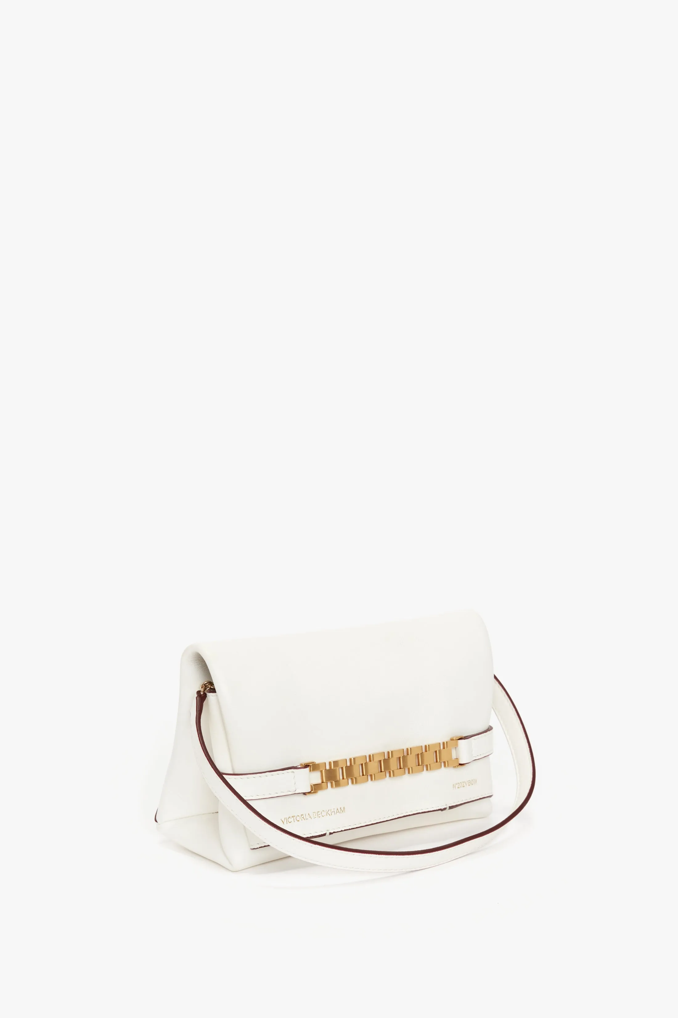 Mini Chain Pouch In White Leather