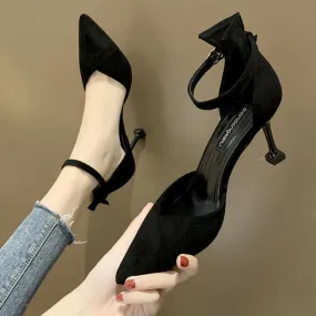 Pointy-Toe Ankle Strap Stiletto Heel Sandals cc22