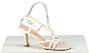 Russell & Bromley Off- White Prosecco Strappy Kitten Heel Sandal With Crystal Buckle UK 5 EU 38 👠