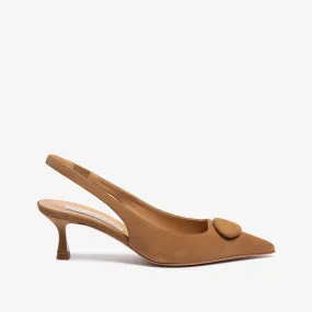 Taupe women's suede sling back décolleté