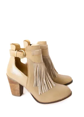 Tavineer Fringe Ankle Boot in Light Beige