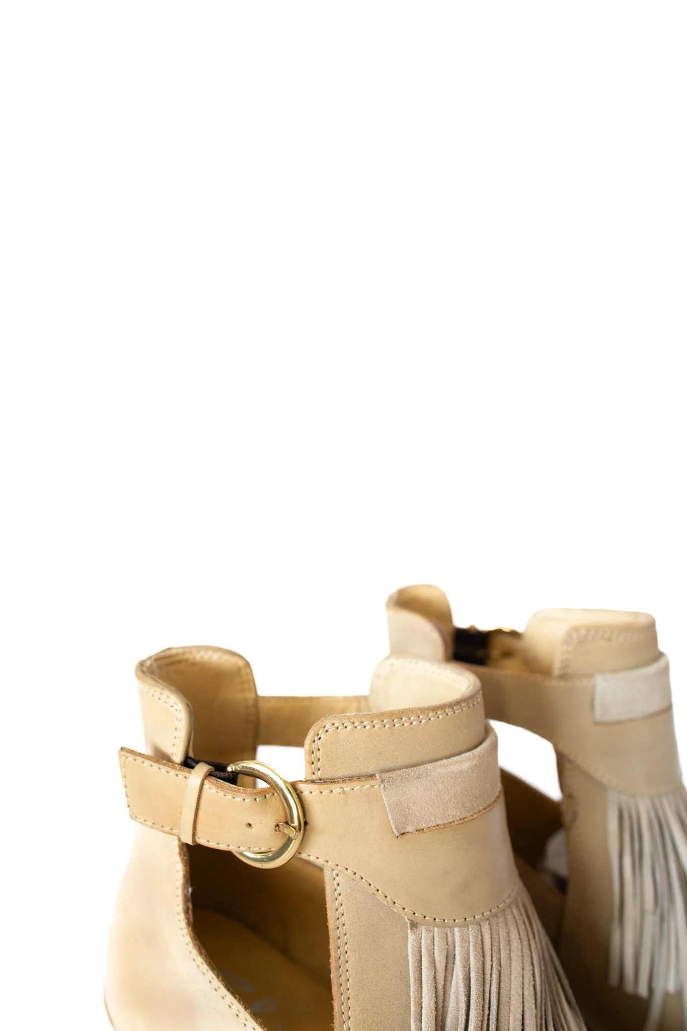 Tavineer Fringe Ankle Boot in Light Beige