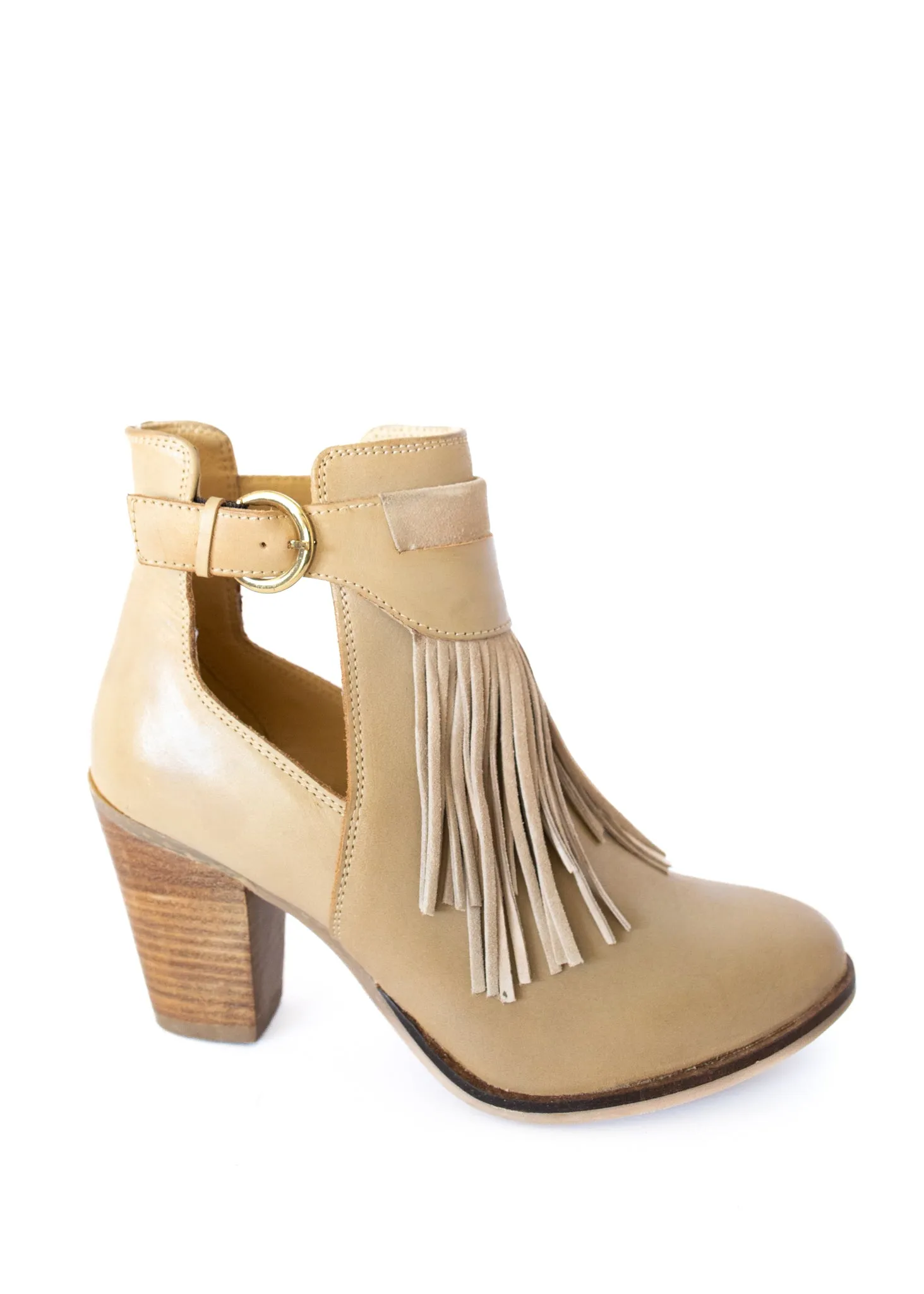 Tavineer Fringe Ankle Boot in Light Beige