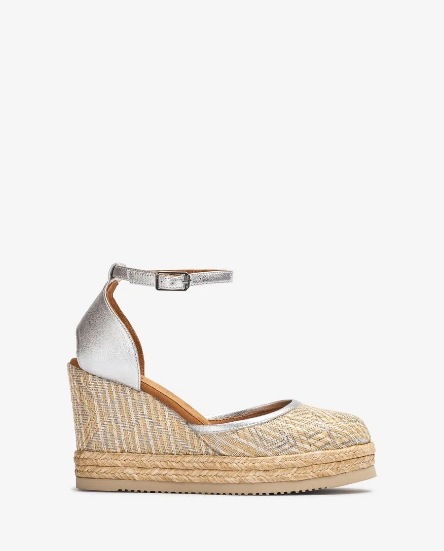 UNISA CAMEO ESPADRILLE SILVER WEDGE