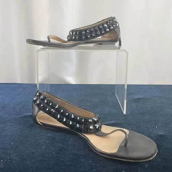 Valentino BlackBeaded Ankle Strap Sandals