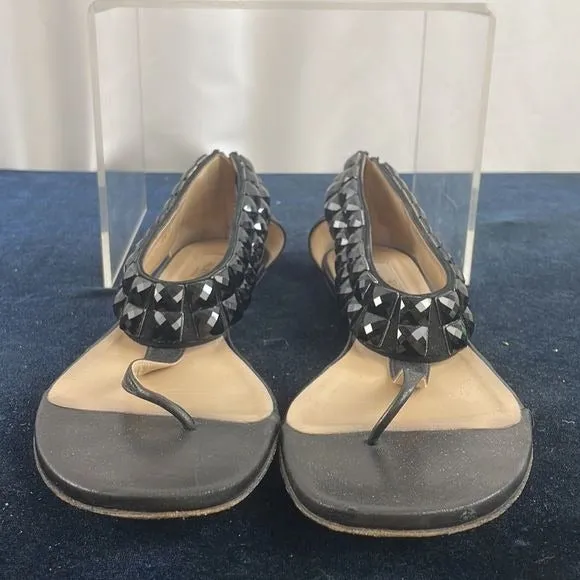 Valentino BlackBeaded Ankle Strap Sandals