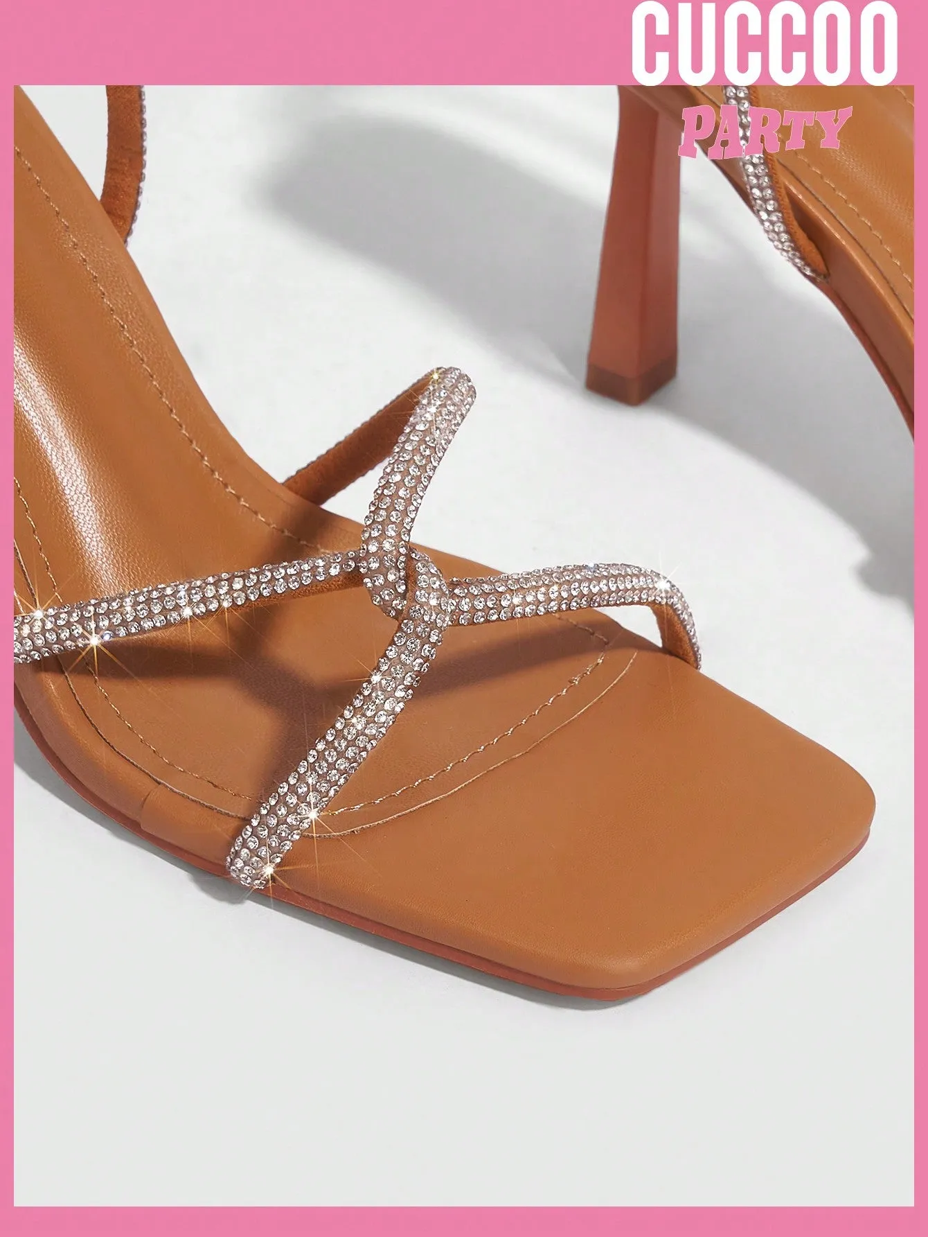 Woman Shoes Fashionable Cross Straps Rhinestone High Heel Sandals For Spring And Summer Prom Shoes