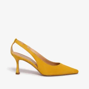 Yellow women's suede sling back décolleté